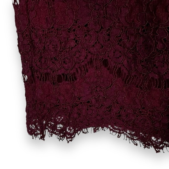 Lulu's Take Me to Brunch Lace Shift Mini Dress, Burgundy, Size Small - Picture 9 of 12